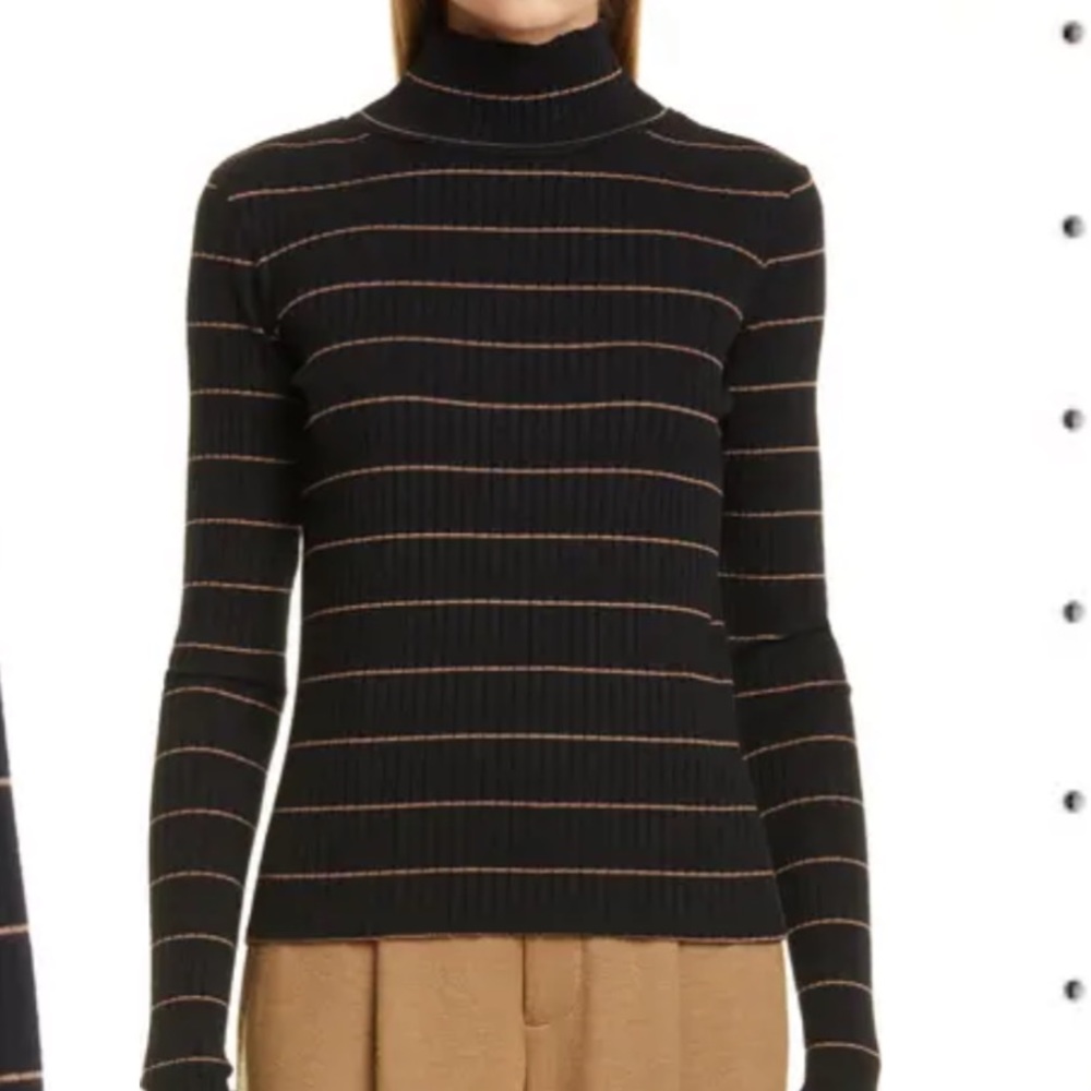 Vince women’s rib stretch cotton striped turtleneck size M or L